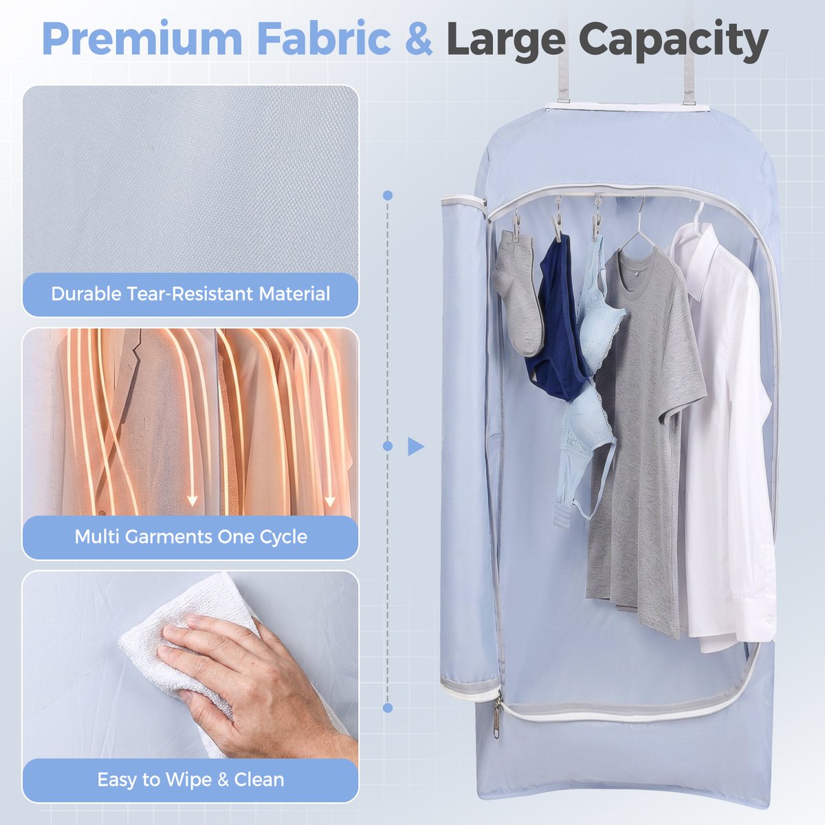 Wadewow REACH-certified Oxford fabric and BPA-free food-grade silicone collar — heat-resistant up to 180 degrees Celsius